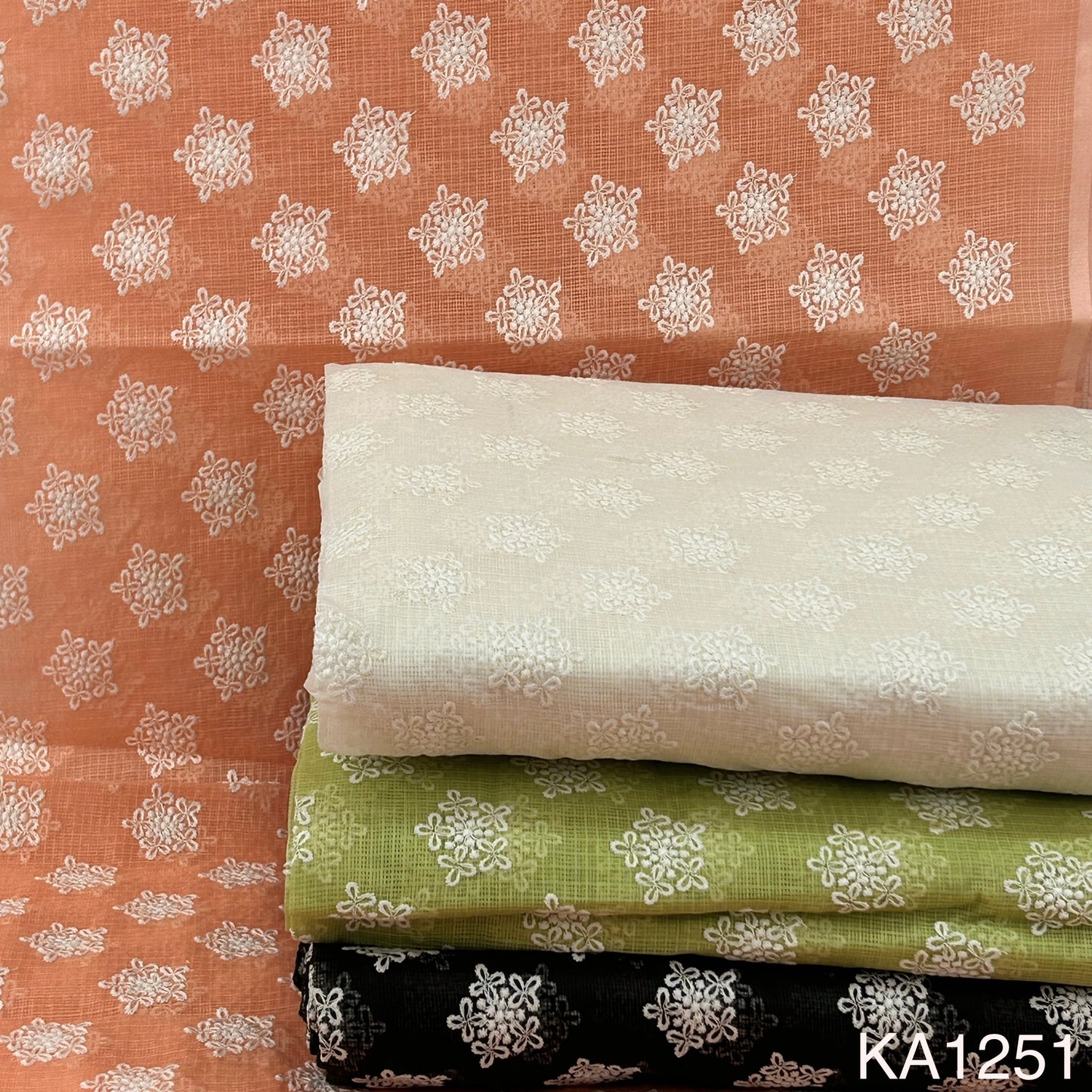 Embroidered Kota Cotton Fabric-Ka1251