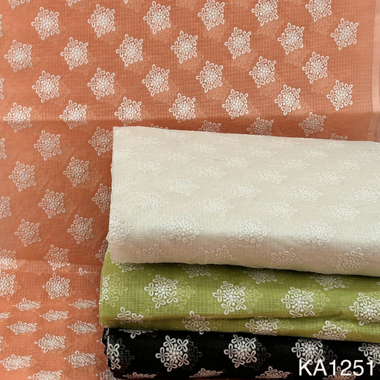 Embroidered Kota Cotton Fabric-Ka1251