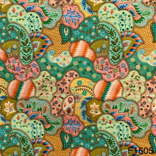 Position Print Zari Dupion Silk fabric-F1605