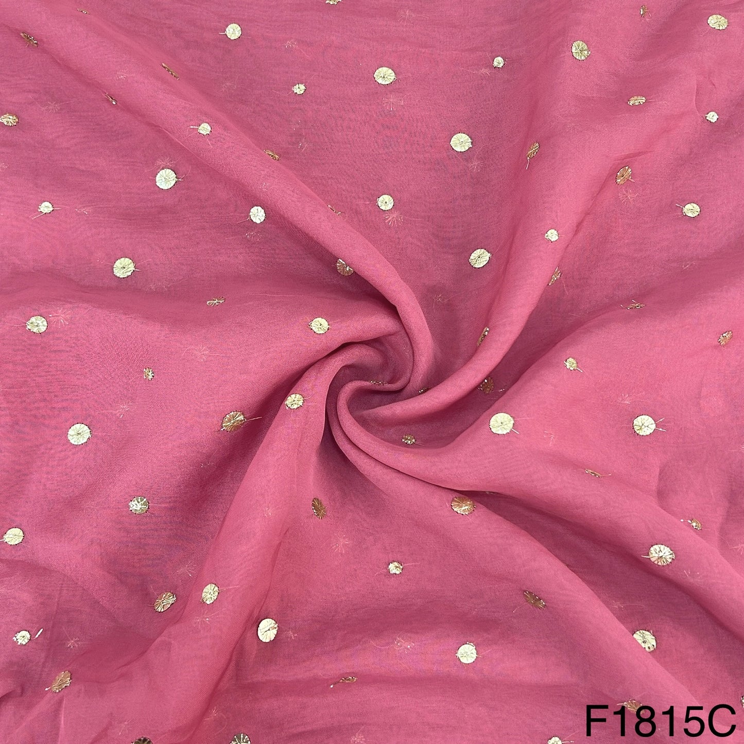 Zari Sequins Viscose Organza Fabric-F1815