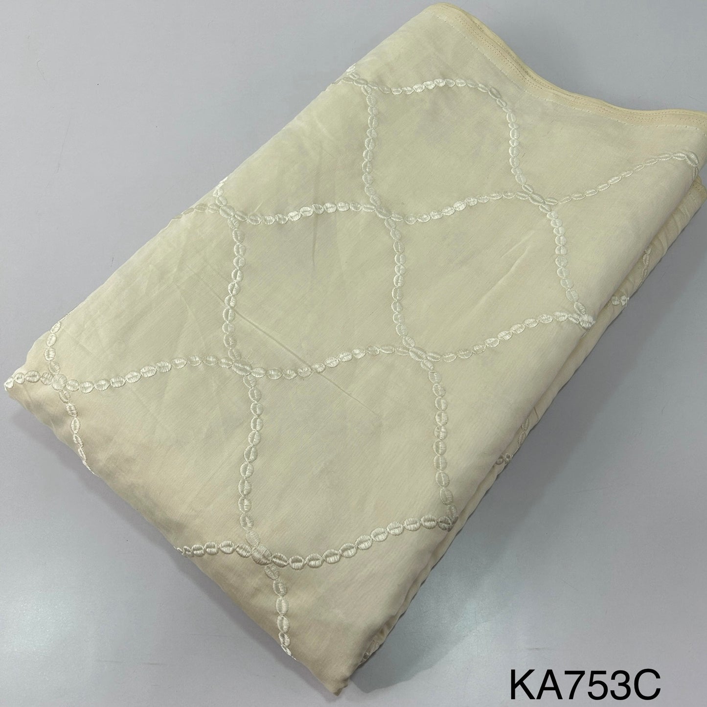 Thread Embroidered Chanderi Silk Fabric KA753