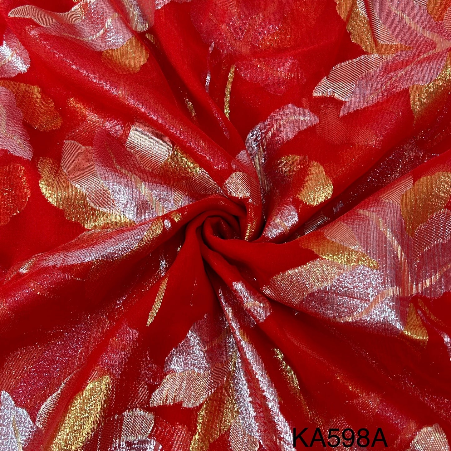 Pure Zari Embroidered Georgette Fabric-KA598