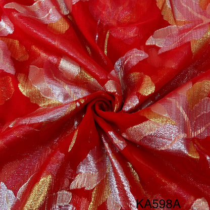 Pure Zari Embroidered Georgette Fabric-KA598