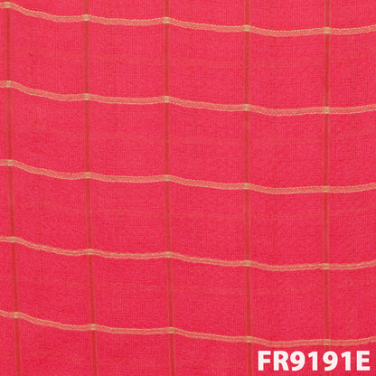 Zari Check Jute Silk Fabric-FR9191