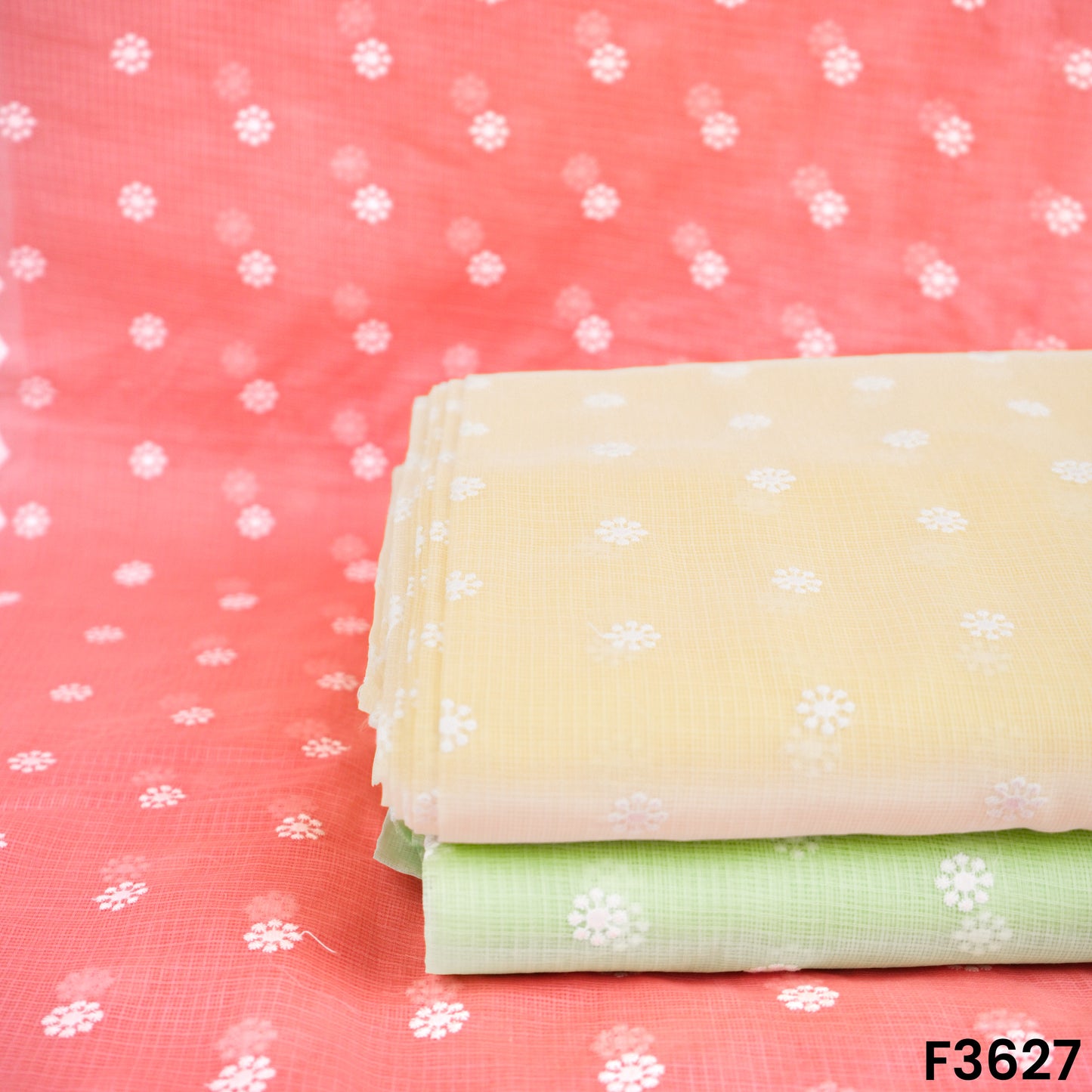 Thread Embroidered Kota Cotton Fabric-F3627