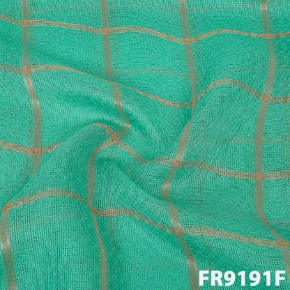 Zari Check Jute Silk Fabric-FR9191