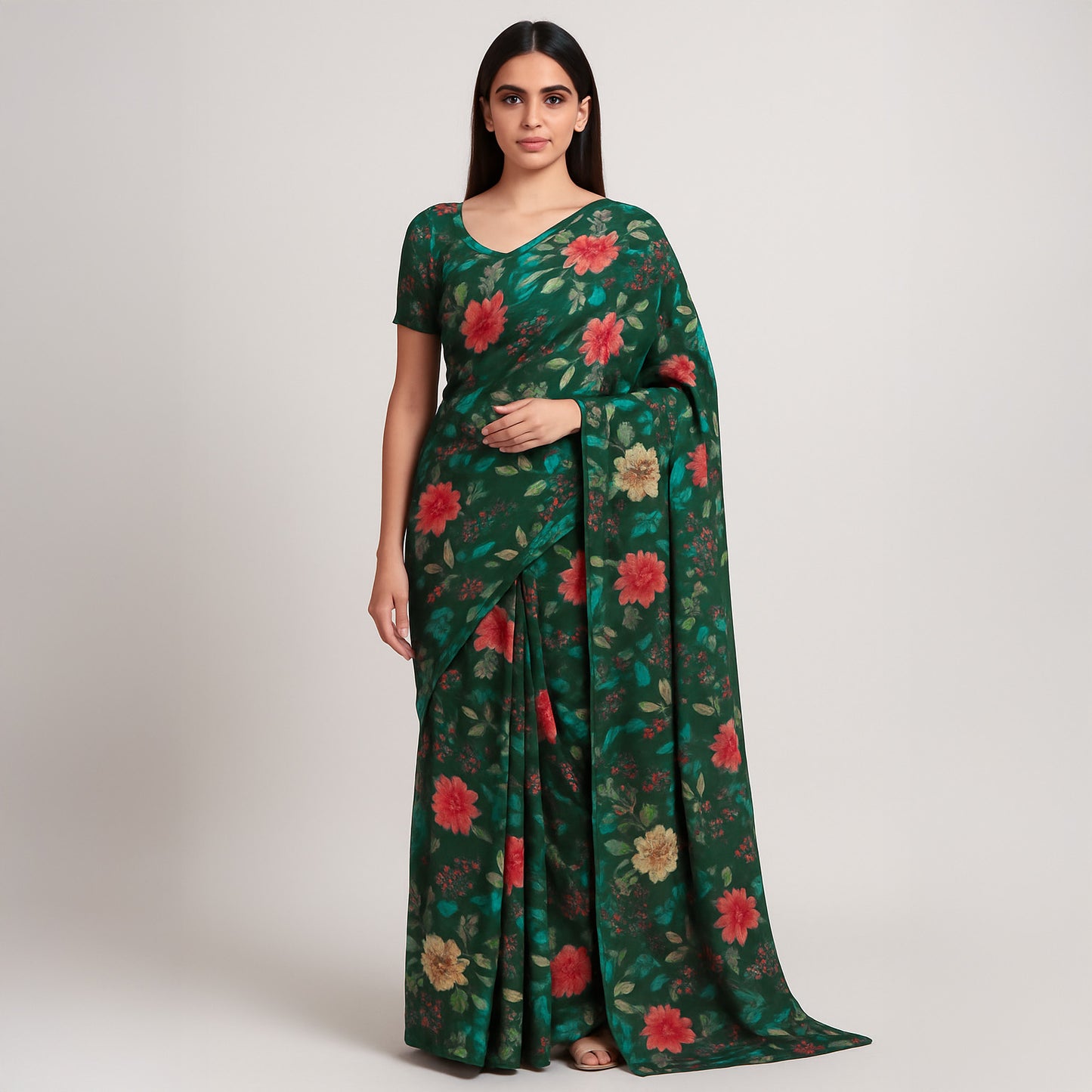 Floral Print Armani Satin Fabric-F3623