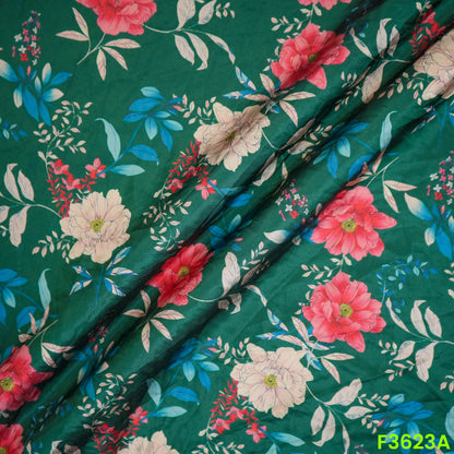 Floral Print Armani Satin Fabric-F3623