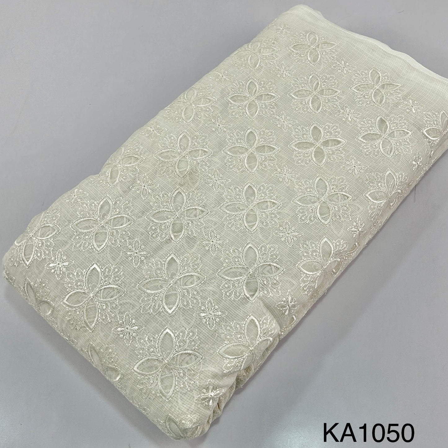 Embroidered Kota Cotton Fabric-KA1050