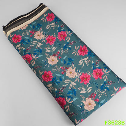 Floral Print Armani Satin Fabric-F3623