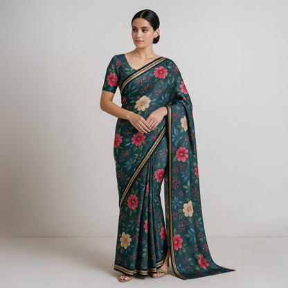 Floral Print Armani Satin Fabric-F3623