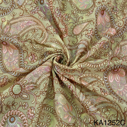 Thread Sequins Embroidered Georgette Fabric-KA1252