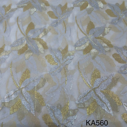 Dyeable Pure Embroidered Zari Georgette Fabric-KA560