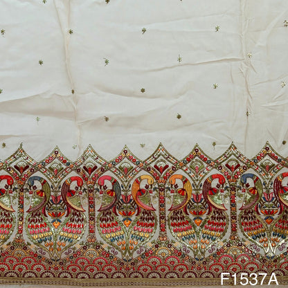 Zari Sequins Embroidered Pure Organza Fabric-F1537