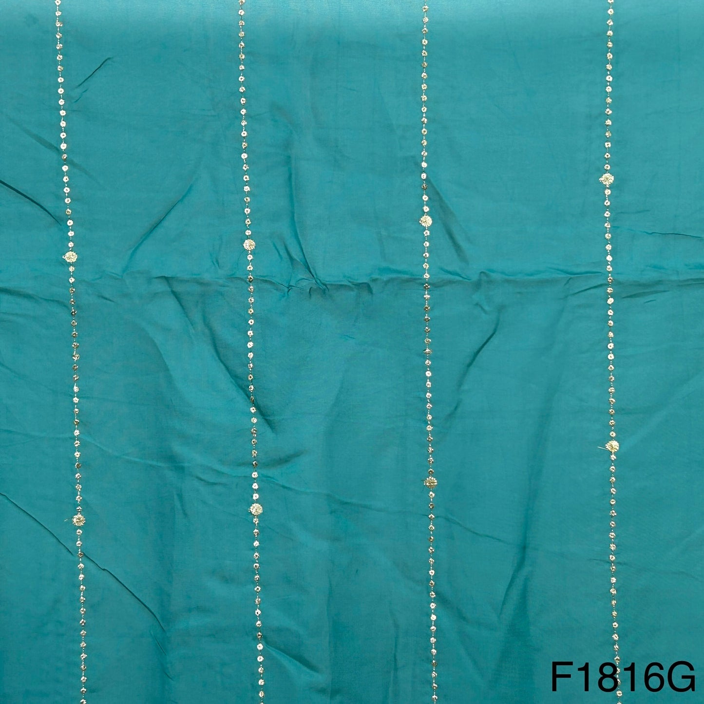 Zari Sequins Stripes Viscose Organza Fabric-F1816