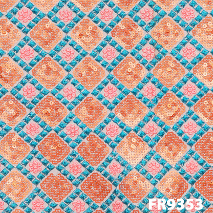 Embroidered Zari Sequins Georgette Fabric-FR9353