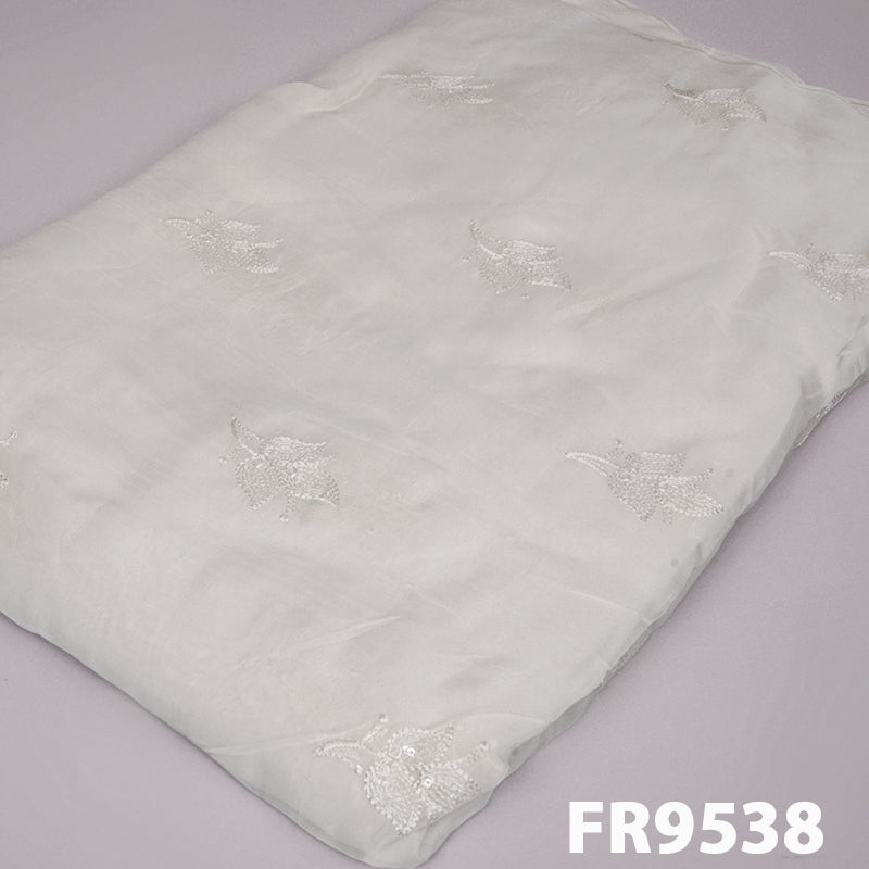 Dyeable Embroidered Sequins Organza Fabric-FR9538