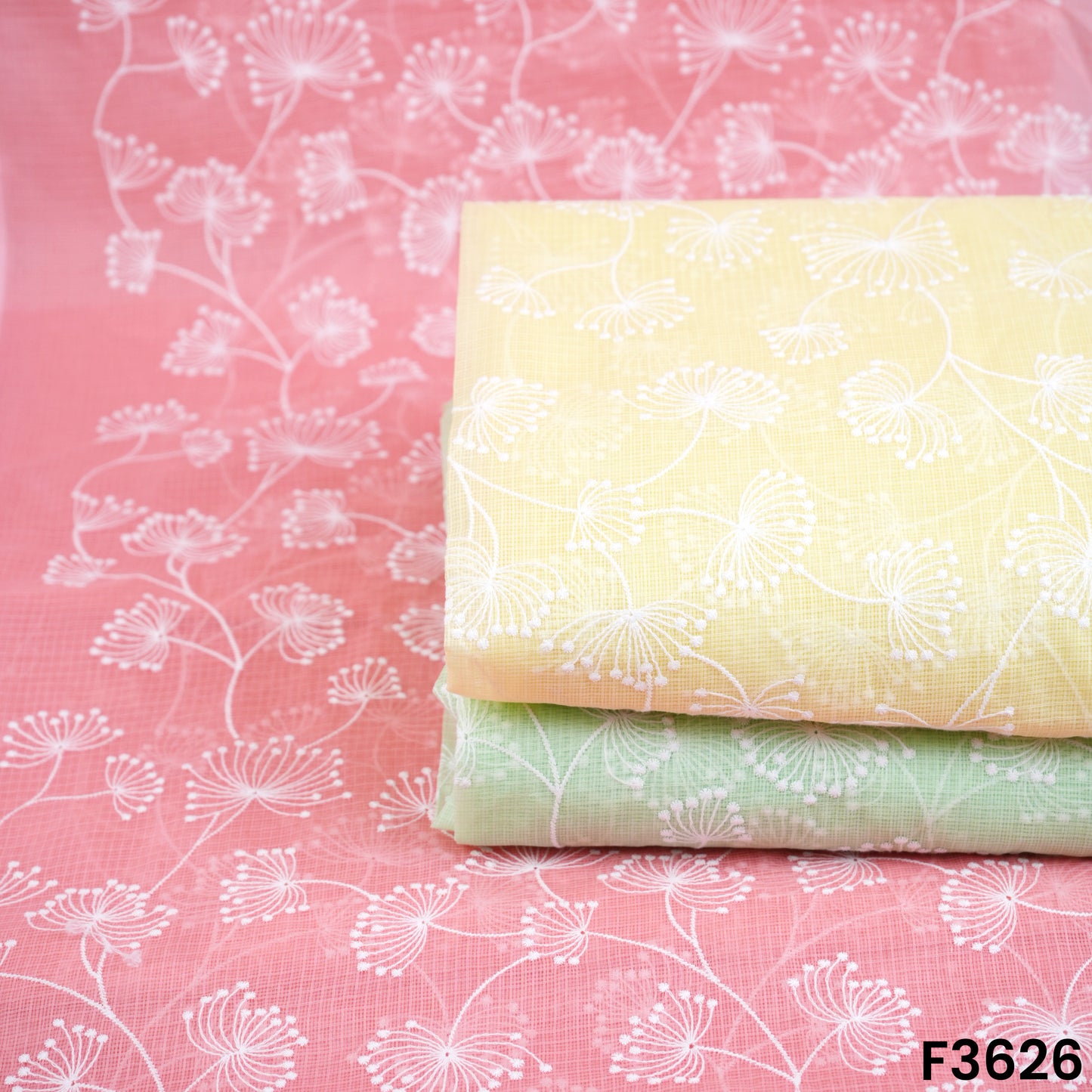 Thread Embroidered Kota Cotton Fabric-F3626