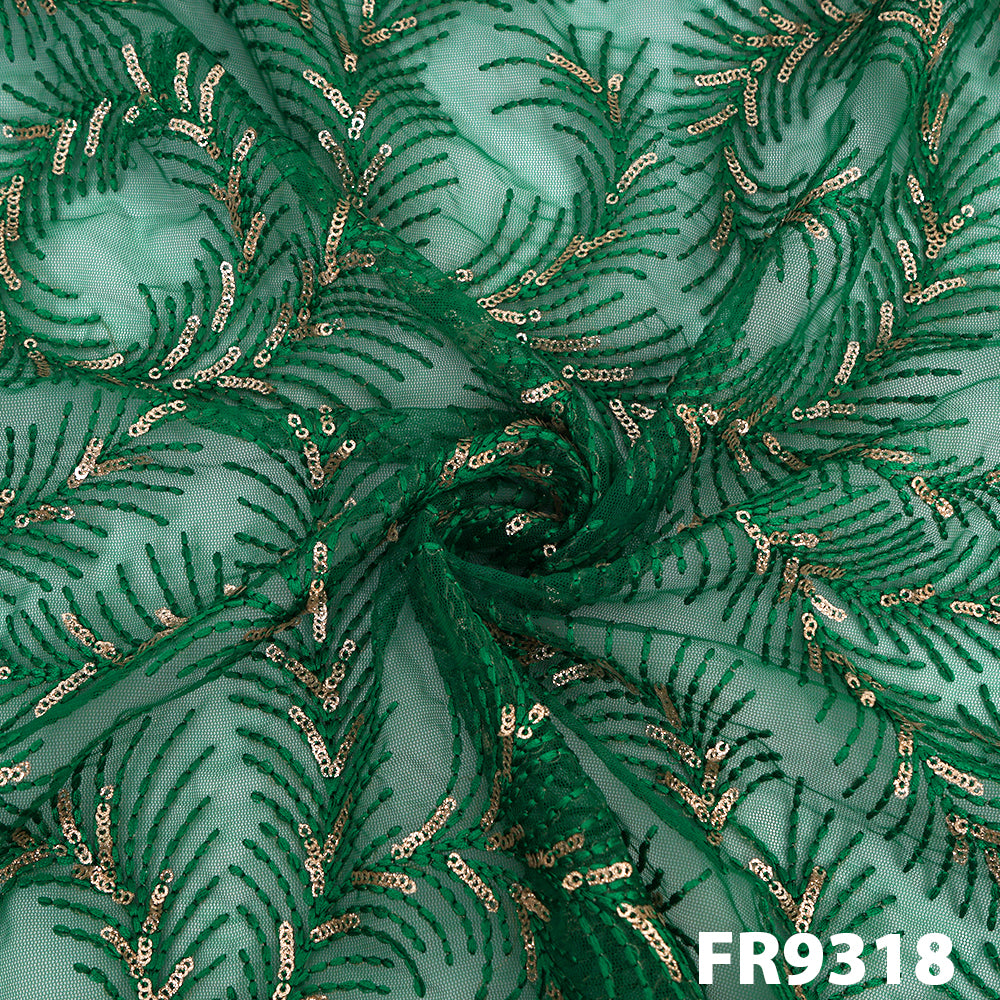 Thread Sequins Embroidered Net Fabric - FR9318