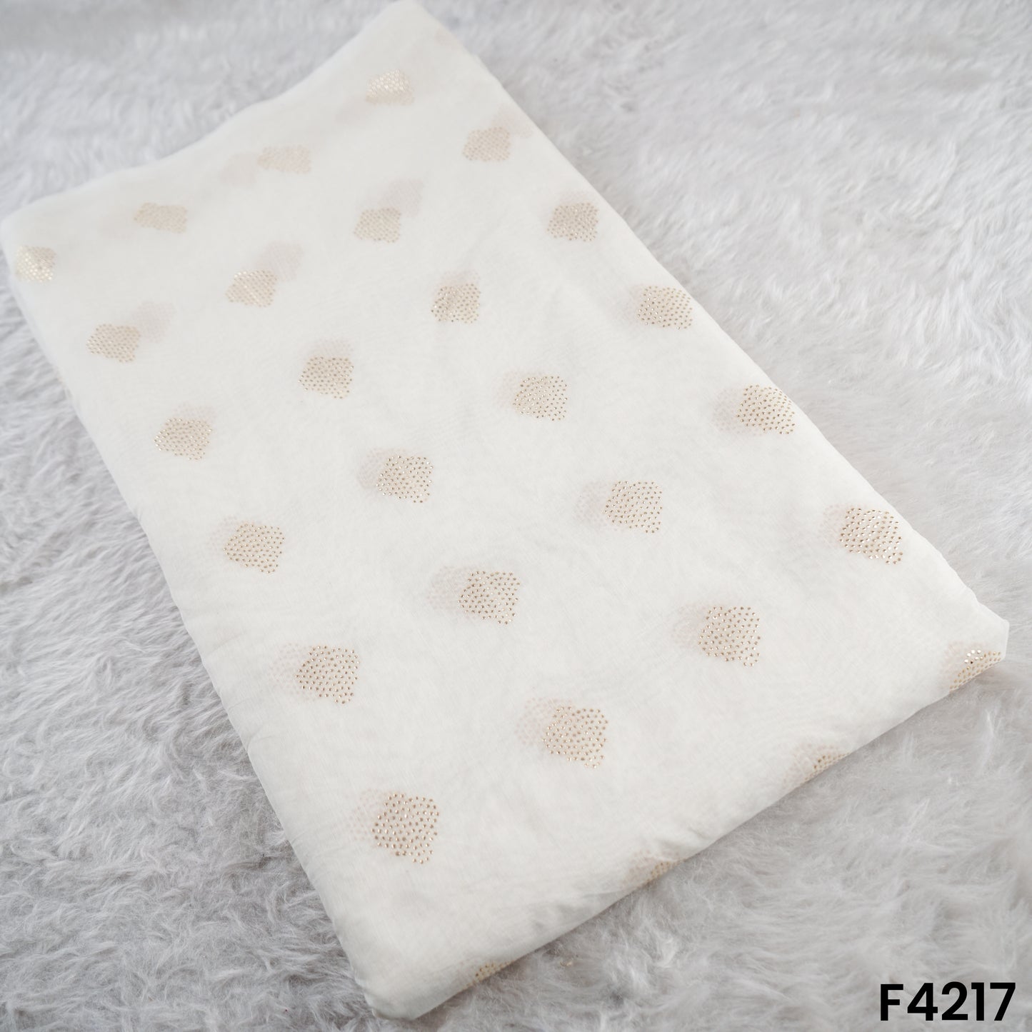 Dyeable Pasted Mukaish Mul Chanderi Fabric- F4217