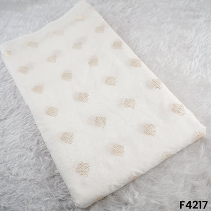 Dyeable Pasted Mukaish Mul Chanderi Fabric- F4217