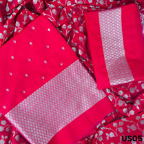 Reddish Pink Banarasi Brocade Silk Suit Set - US05