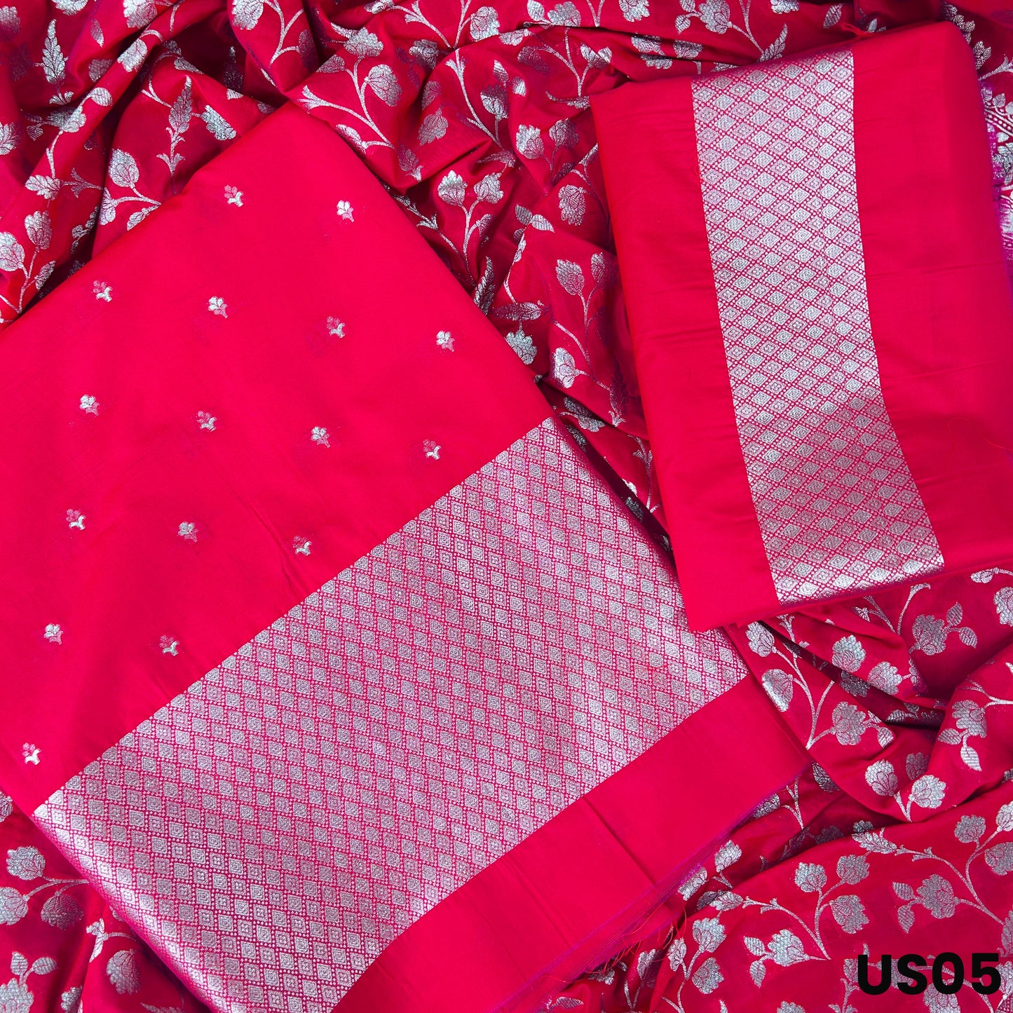 Reddish Pink Banarasi Brocade Silk Suit Set - US05