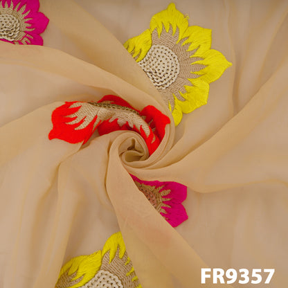 Thread Sequins Embroidered Georgette Fabric-FR9357
