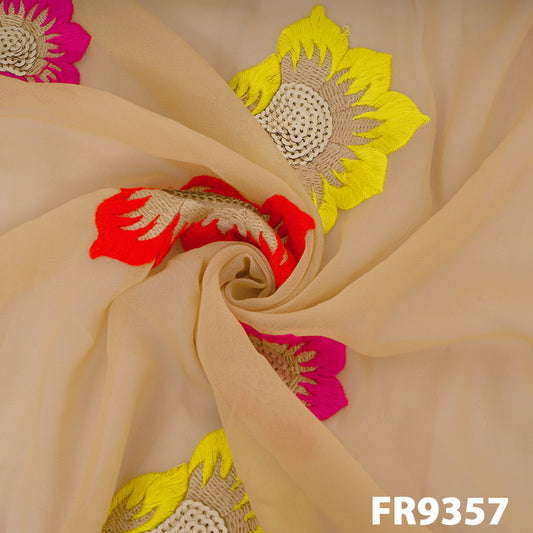Thread Sequins Embroidered Georgette Fabric-FR9357