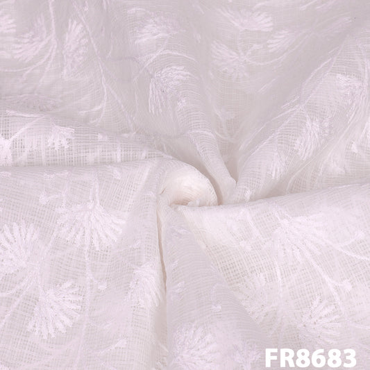Embroidered Kota Cotton Fabric-Fr8683