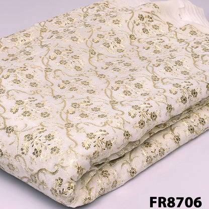 Dyeable Embroidered Zari Sequins Georgette Fabric-FR8706