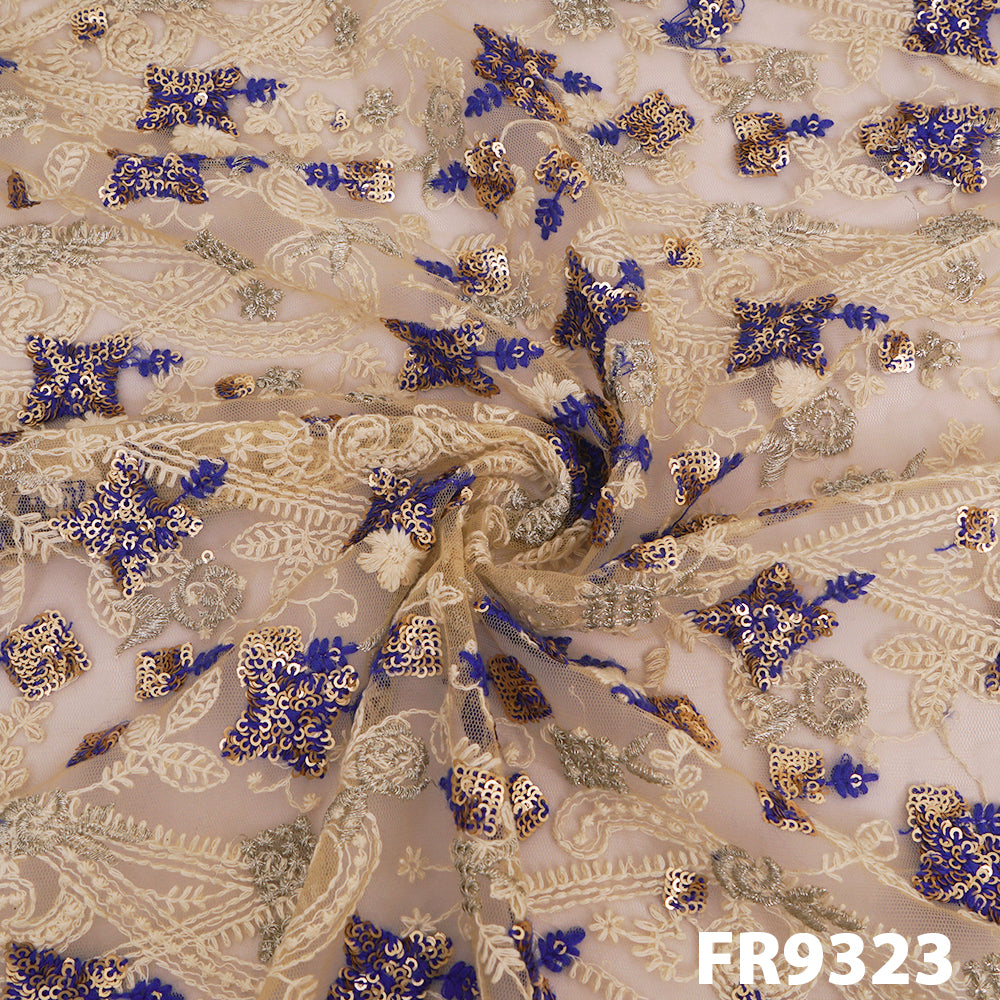Thread Sequins Embroidered Net FAbric-FR9323