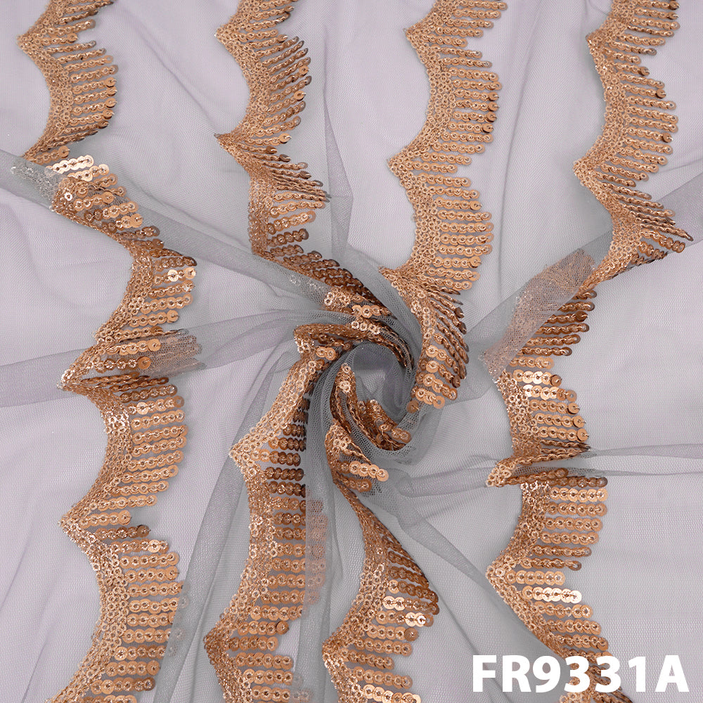 Embroidered Sequins Net Fabric - FR9331
