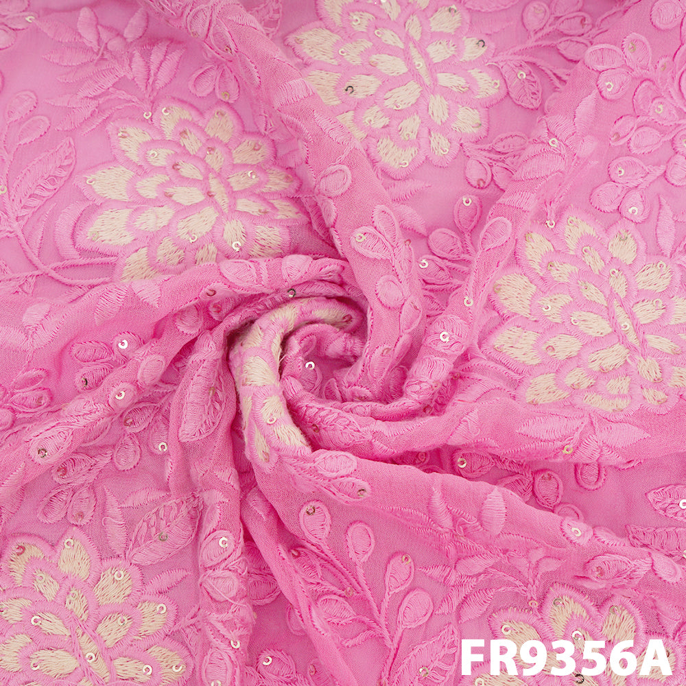 Thread Sequins Embroidered Georgette Fabric-FR9356