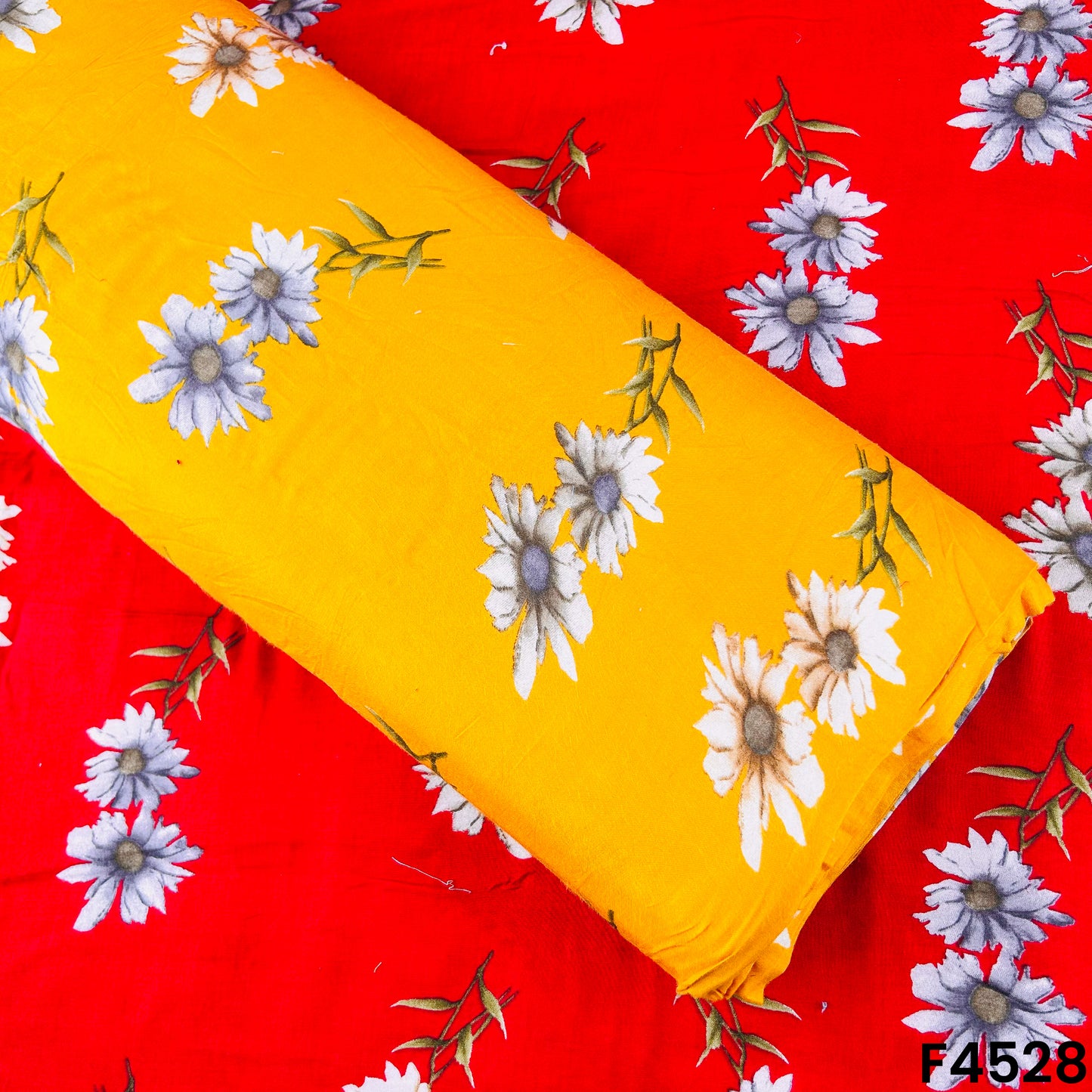 Floral Print Rayon Cotton Fabric- F4528