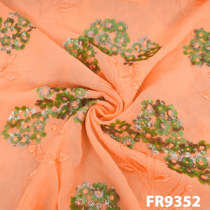 Thread Sequins Embroidered Georgette Fabric-FR9352