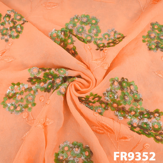 Thread Sequins Embroidered Georgette Fabric-FR9352