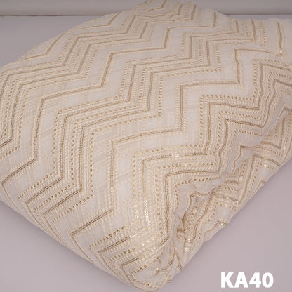 Dyeable Embroidered Sequins Georgette Fabric-KA40