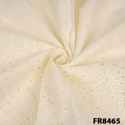 Embroidered Cut Work Border Cotton  Fabric-Fr8465