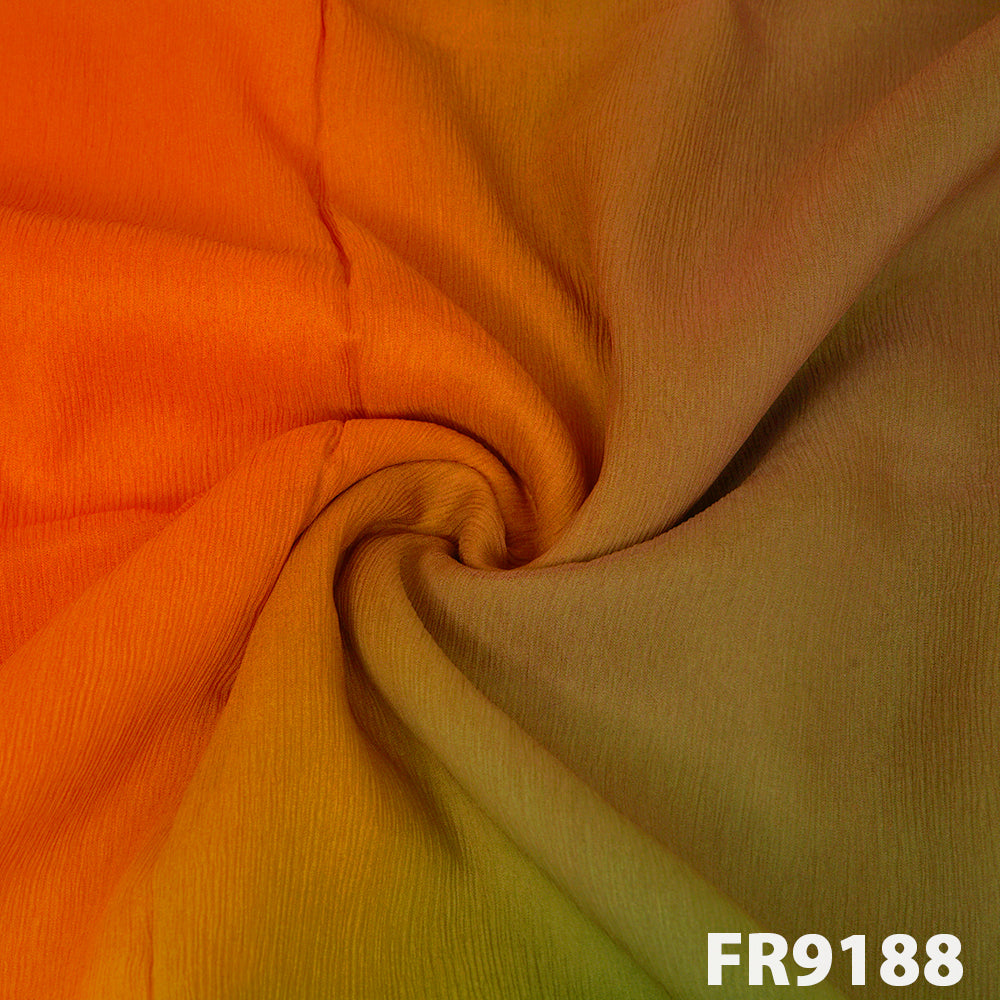 Shaded Pure Chinon With Zari Border Fabric-FR9188