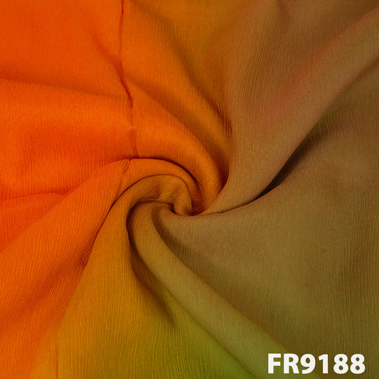 Shaded Pure Chinon With Zari Border Fabric-FR9188