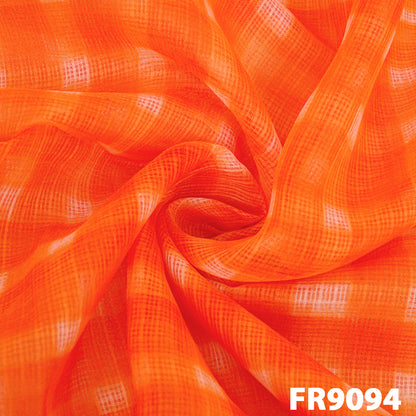 Printed Pure Silk Kota Zari border Fabric-FR9094