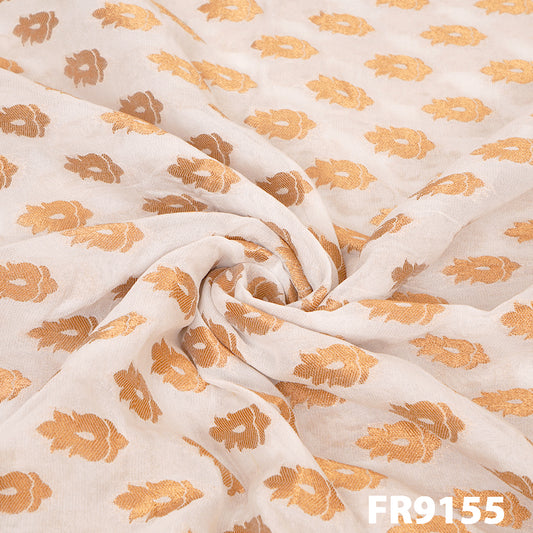 Dyeable Zari Buta Georgette Fabric-FR9155