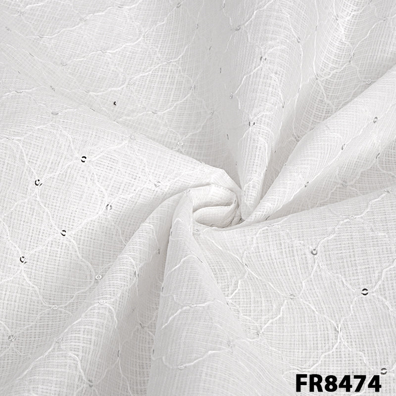 Embroidered Kota Cotton Fabric-FR8474