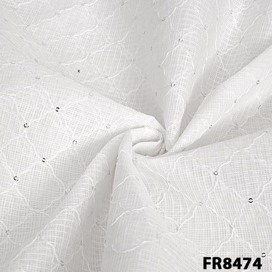 Embroidered Kota Cotton Fabric-FR8474