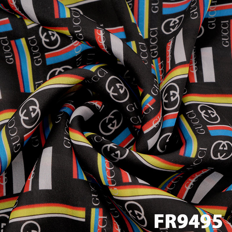 Printed Satin Georgette Fabric-FR9495