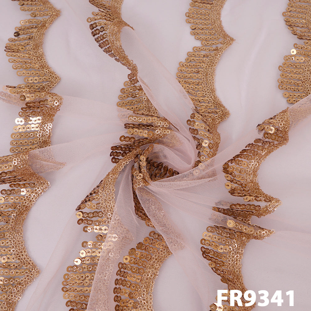 Embroidered Sequins Net Fabric - FR9341