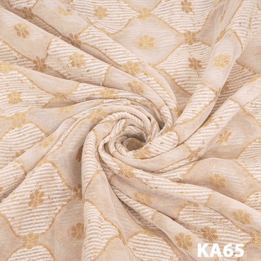 Dyeable Zari Sequins Georgette Fabric-KA65
