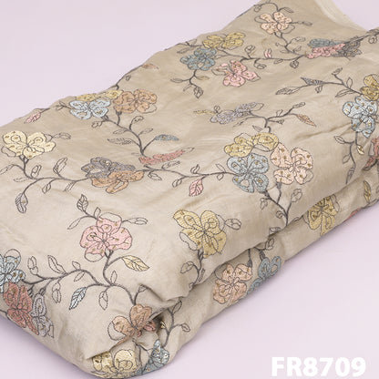 Embroidered Sequins Monga Silk Fabric FR8709