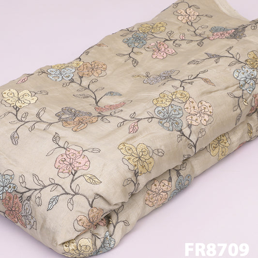 Embroidered Sequins Monga Silk Fabric FR8709